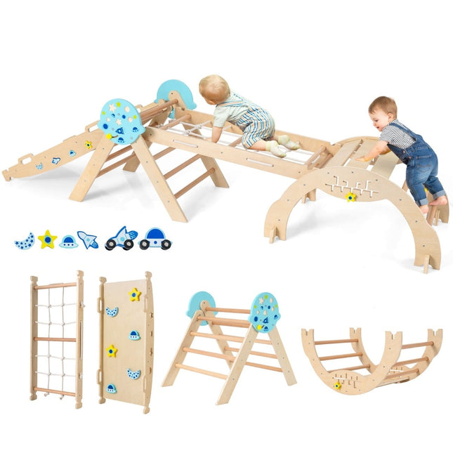 Montessori 9-in-1 Kletterset aus Holz mit Rutsche & Rampe