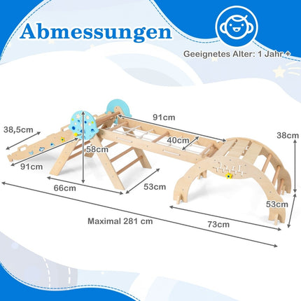 Montessori 9-in-1 Kletterset aus Holz mit Rutsche & Rampe