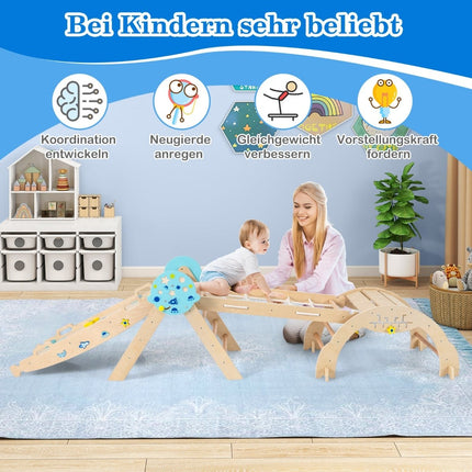 Montessori 9-in-1 Kletterset aus Holz mit Rutsche & Rampe