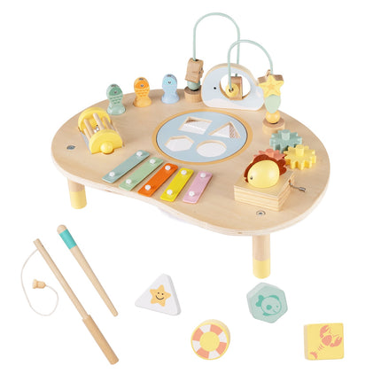 Montessori-activiteitentafel voor peuters, 7-in-1 houten speelgoed