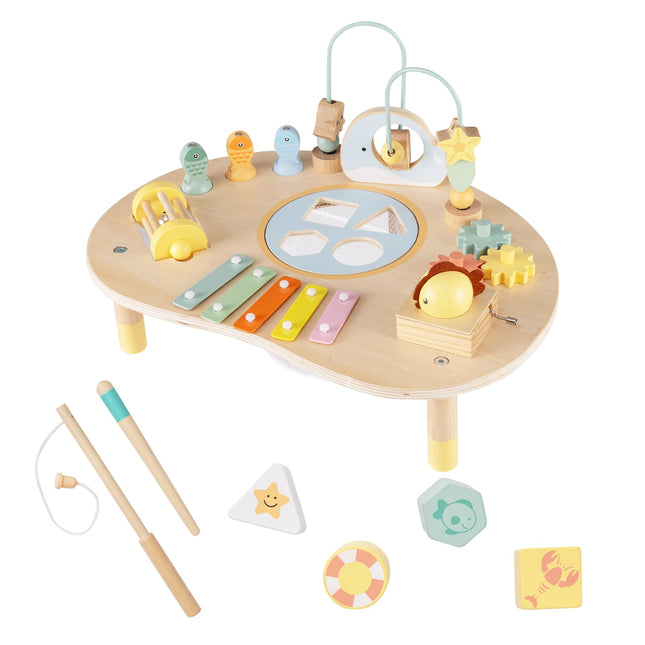 Montessori-Aktivitätstisch für Kleinkinder, 7-in-1 Holzspielzeug