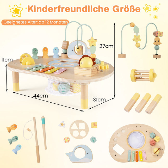 Montessori-Aktivitätstisch für Kleinkinder, 7-in-1 Holzspielzeug
