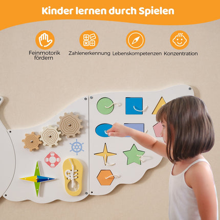 Montessori Busy Board Wall Toy – 11-in-1 Activity Center