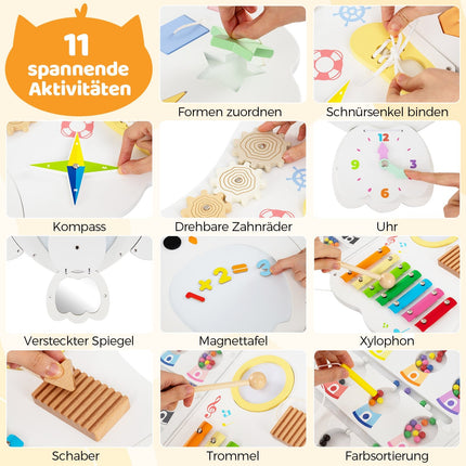 Montessori Busy Board Wall Toy – 11-in-1 Activity Center