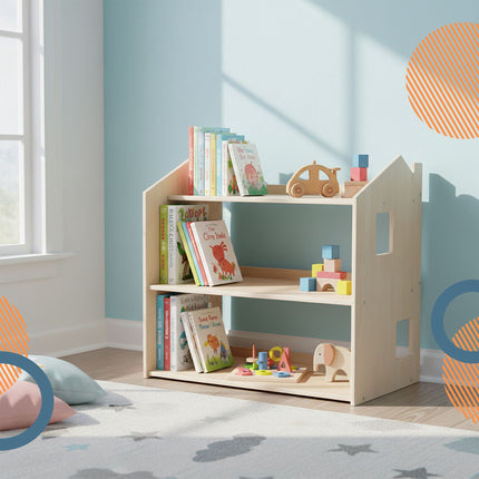 Montessori Kinderbücherregal, Bücherregal in Hausform