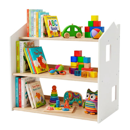 Montessori Kinderbücherregal, Hausförmiges Regal, MDF