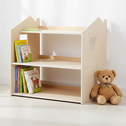 Montessori Kinderbücherregal, Hausförmiges Regal, MDF