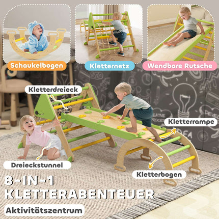 Montessori vnitřní lezecká sada 8v1 – trojúhelník, oblouk, skluzavka