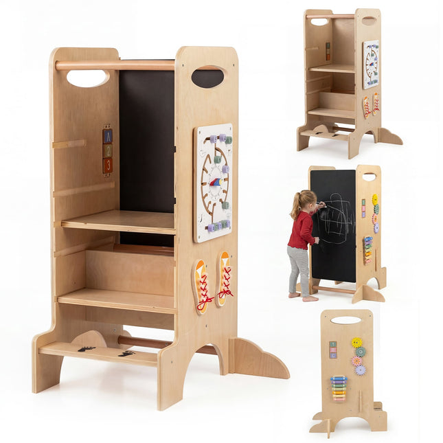 Montessori Lernturm, Höhenverstellbar, Buchenholz