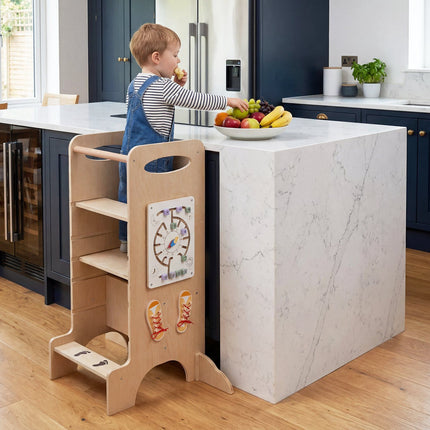 Montessori Lernturm, Höhenverstellbar, Buchenholz