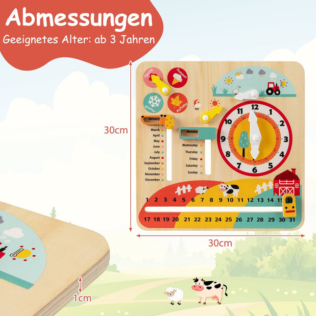 Montessori-Holz-Lernuhr für Kinder ab 3 Jahren