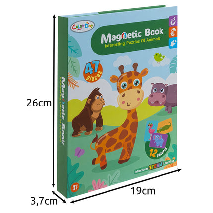 Montessori magnetické puzzle – africká zvířata, 47 dílků