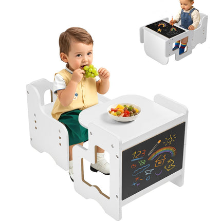 Montessori Table and Chair Set, 3-in-1, Adjustable Chalkboard