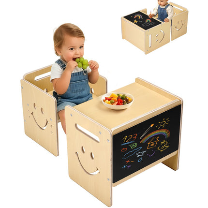 Montessori Weaning Table and Chair Set, 3-in-1 Chalkboard