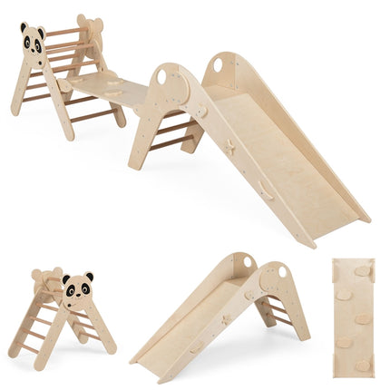 Montessori Wooden Climbing Set with Panda Design