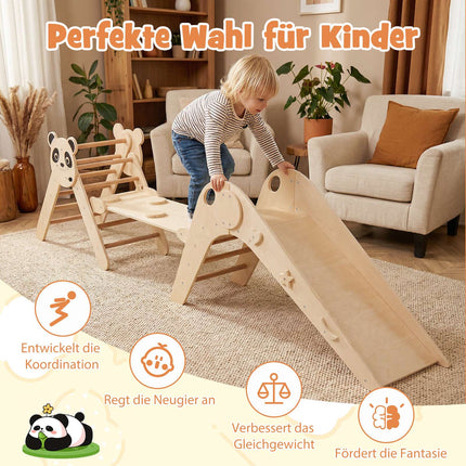 Montessori Wooden Climbing Set with Panda Design