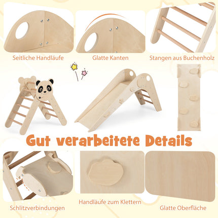 Montessori Wooden Climbing Set with Panda Design