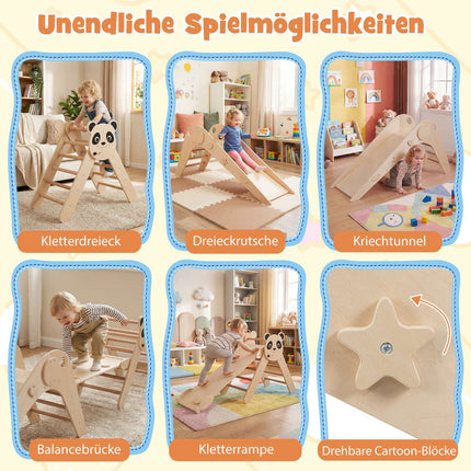 Montessori Wooden Climbing Set with Panda Design
