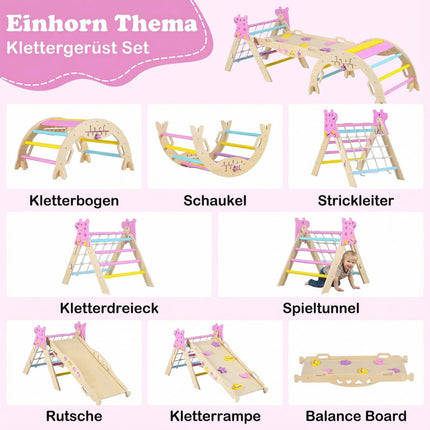 Montessori Wooden Climbing Set with Triangle & Ramp