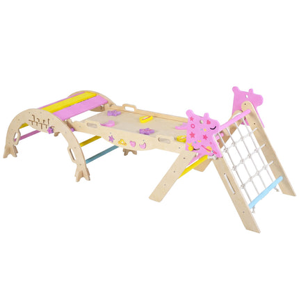 Montessori Wooden Climbing Set with Triangle & Ramp
