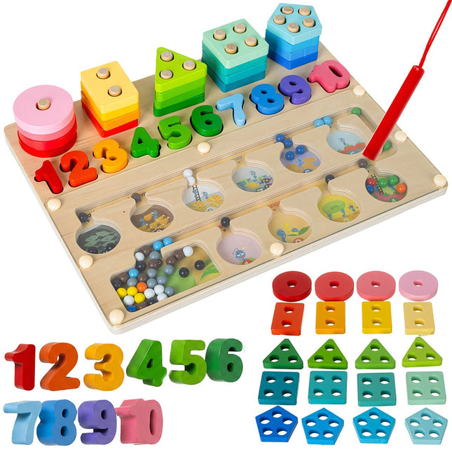 Montessori Holz-Lernsortierer – 3-in-1 Spielzeug, 30×22,5 cm