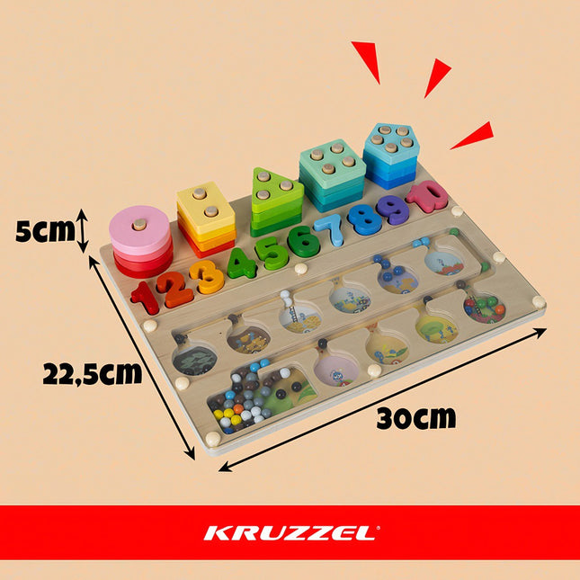 Montessori Holz-Lernsortierer – 3-in-1 Spielzeug, 30×22,5 cm