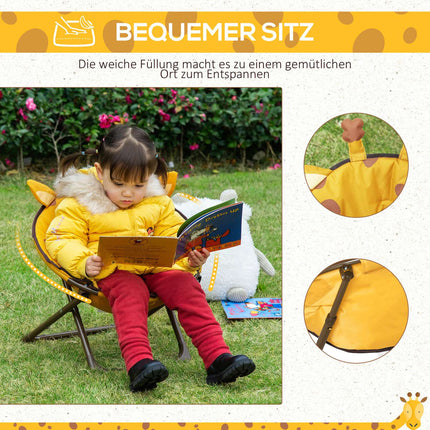 Yellow Folding Camping Chair For Kids - Indoor/Outdoor Steel