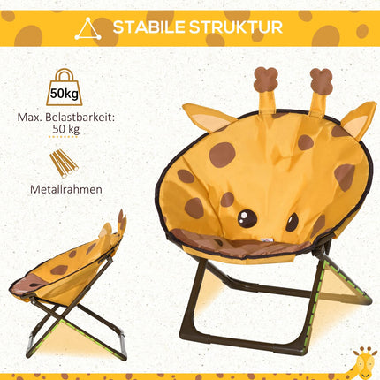 Yellow Folding Camping Chair For Kids - Indoor/Outdoor Steel