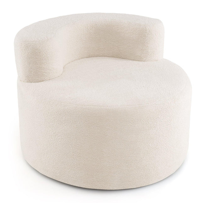 Mondförmiger Sitzsack, Beige, Weicher Teddy-Fleece