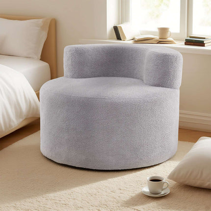 Mondförmiger Sitzsack mit weichem Teddyfleece, Grau