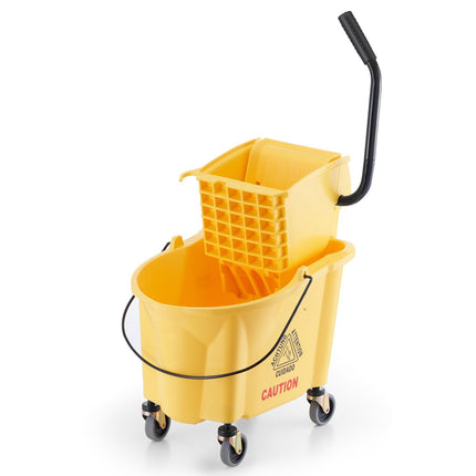 Mop Bucket with Side-Press Wringer, 26 Qt, Wheels