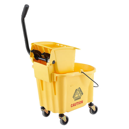 Mop Bucket with Side-Press Wringer, 26 Qt, Wheels