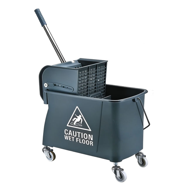 Mop Trolley with Wringer, Grey, 22L Capacity