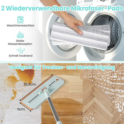 Wischmopp- und Eimersystem mit 3-Kammern-Design, 2,4 L, Grün