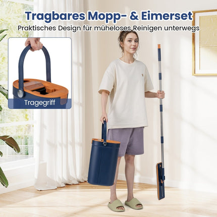 Wischmopp-System mit Schleuderfunktion, 2,4 l, Marineblau