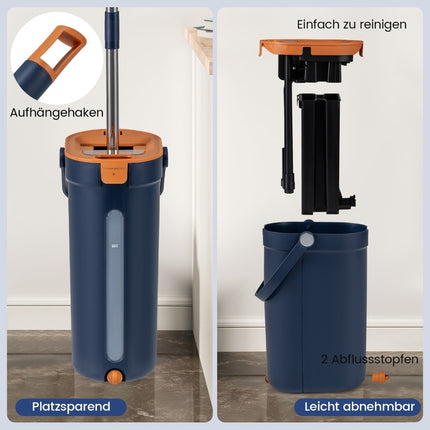 Wischmopp-System mit Schleuderfunktion, 2,4 l, Marineblau