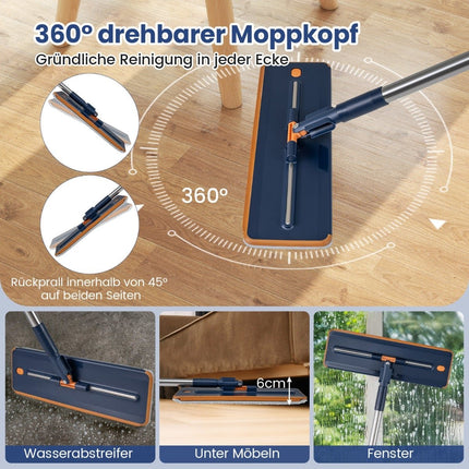 Wischmopp-System mit Schleuderfunktion, 2,4 l, Marineblau