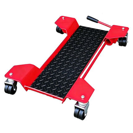 Motorcycle Dolly Up to 250 kg with 4 Double Swivel Castors – Red, Safety Lever
