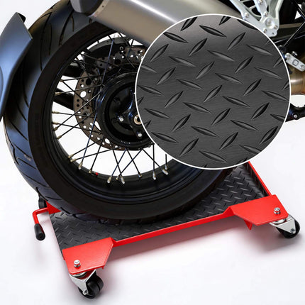Motorcycle Dolly Up to 250 kg with 4 Double Swivel Castors – Red, Safety Lever