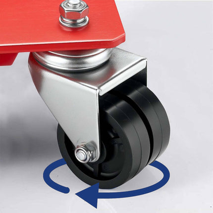 Motorcycle Dolly Up to 250 kg with 4 Double Swivel Castors – Red, Safety Lever