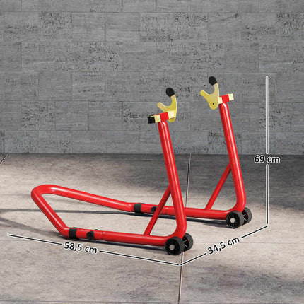 Motorradständer Vorne/Hinten, 544 kg Tragkraft, Stahl, Rot