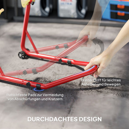 Motorradständer Vorne/Hinten, 544 kg Tragkraft, Stahl, Rot