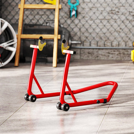 Motorradständer Vorne/Hinten, 544 kg Tragkraft, Stahl, Rot