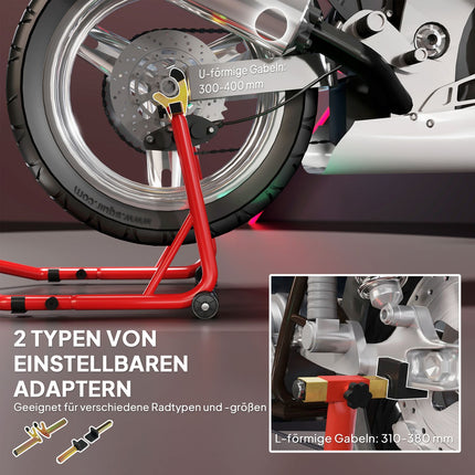 Motorradständer Vorne/Hinten, 544 kg Tragkraft, Stahl, Rot