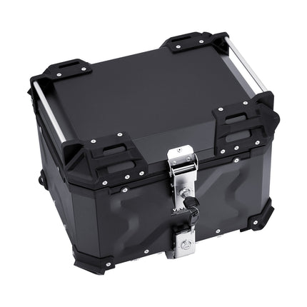 Motorcycle Top Case 45L, Aluminum, Waterproof, Lockable, Back Cushion