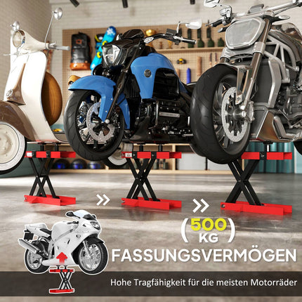 Motorcycle lift with 500 kg capacity, adjustable 95-400 mm