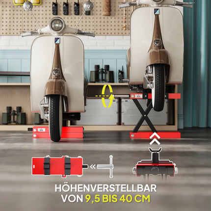 Motorcycle lift with 500 kg capacity, adjustable 95-400 mm