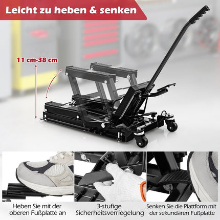 Motorradhebebühne bis 680kg 3-stufig höhenverstellbar Hydraulik Motorradheber schwarz