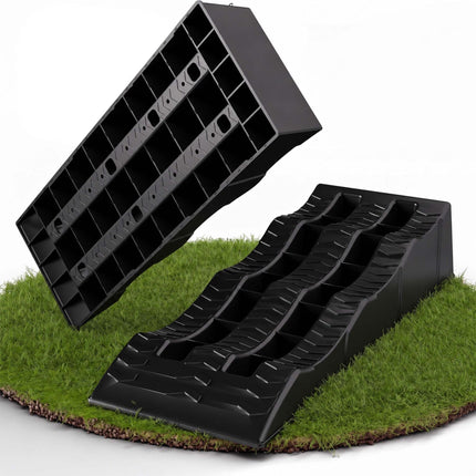 Motorhome Levelling Ramps 2-Pack with 3 Step Heights, Up to 10 cm, Black