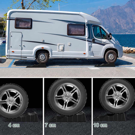 Motorhome Levelling Ramps 2-Pack with 3 Step Heights, Up to 10 cm, Black